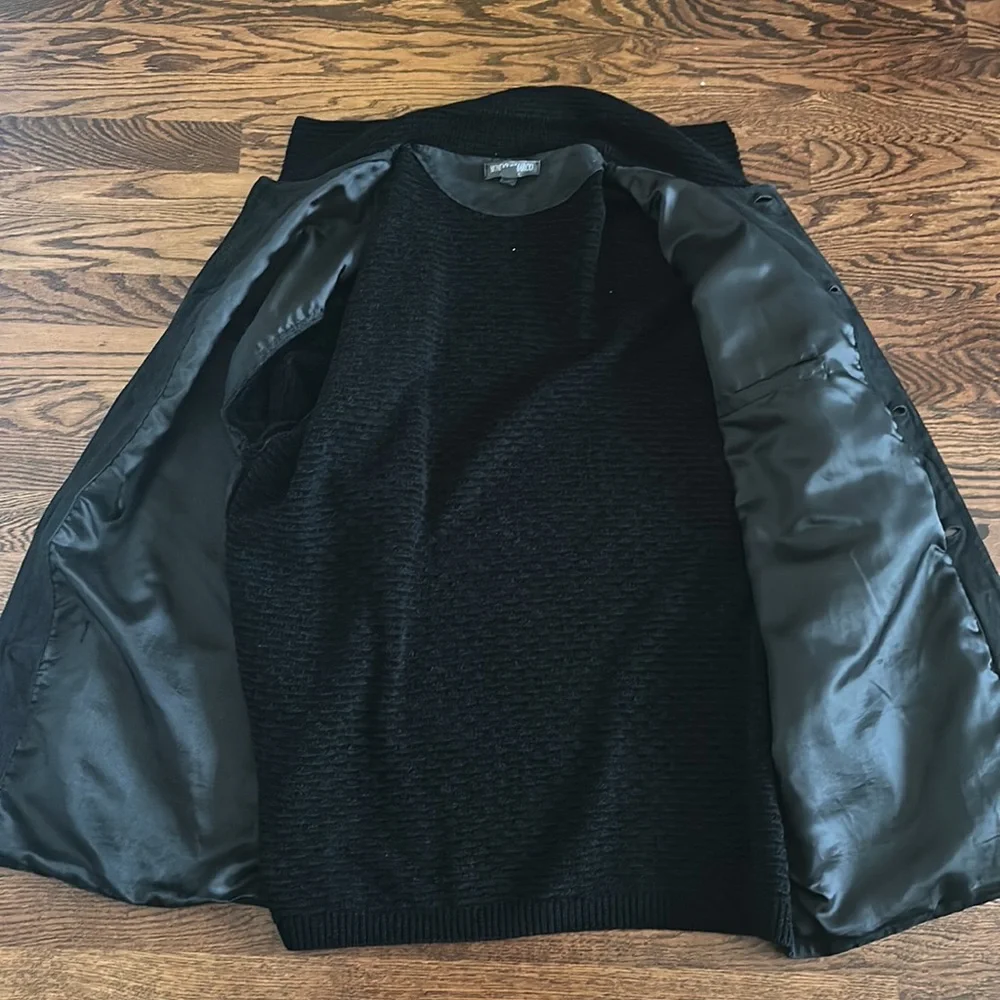 Mondo Di Marco Italian Made Men's Black Suede and Knit Zip Up Jacket size XL